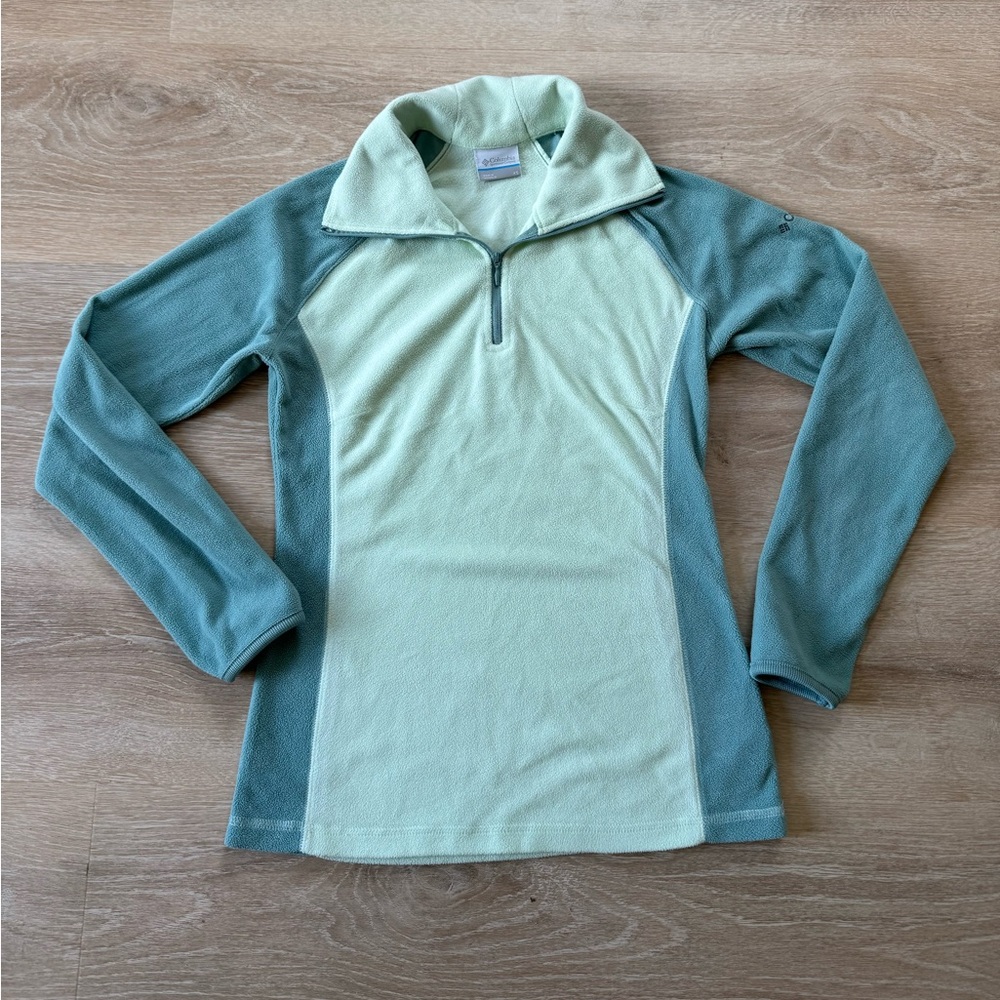 Columbia fuzzy half zip jacket teal